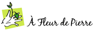 logo de l'asso A fleur de Pierre, petite pousse de plante verte dans un dessin de main